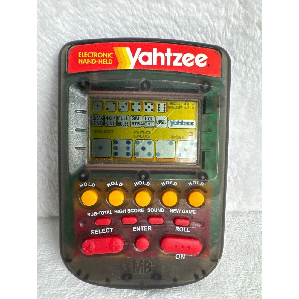 VINTAGE Milton Bradley Yahtzee Handheld Game Unisex OS Gray Good